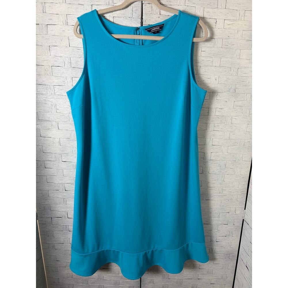 Lands'End womens Dress Midi Sleeveless Ruffle Hem Coastal Preppy Spring Plus sz